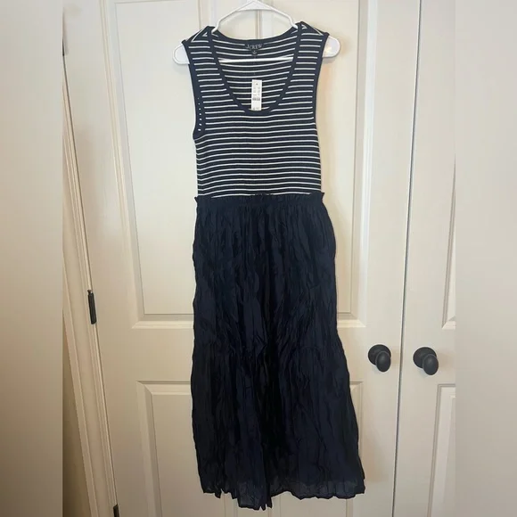J. Crew Gathered-waist mixy dress in stripe - Picture 2 of 8